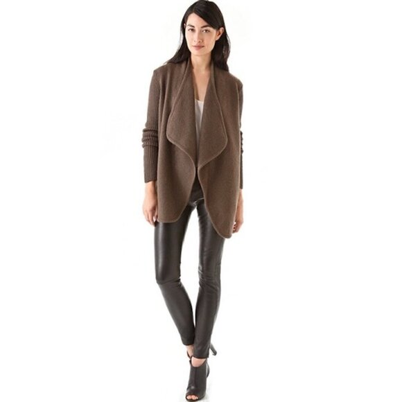 Vince Jacket Size L Thick Wool Open Front Brown Sugar Warm Cozy Neutral Earth - Picture 5 of 15